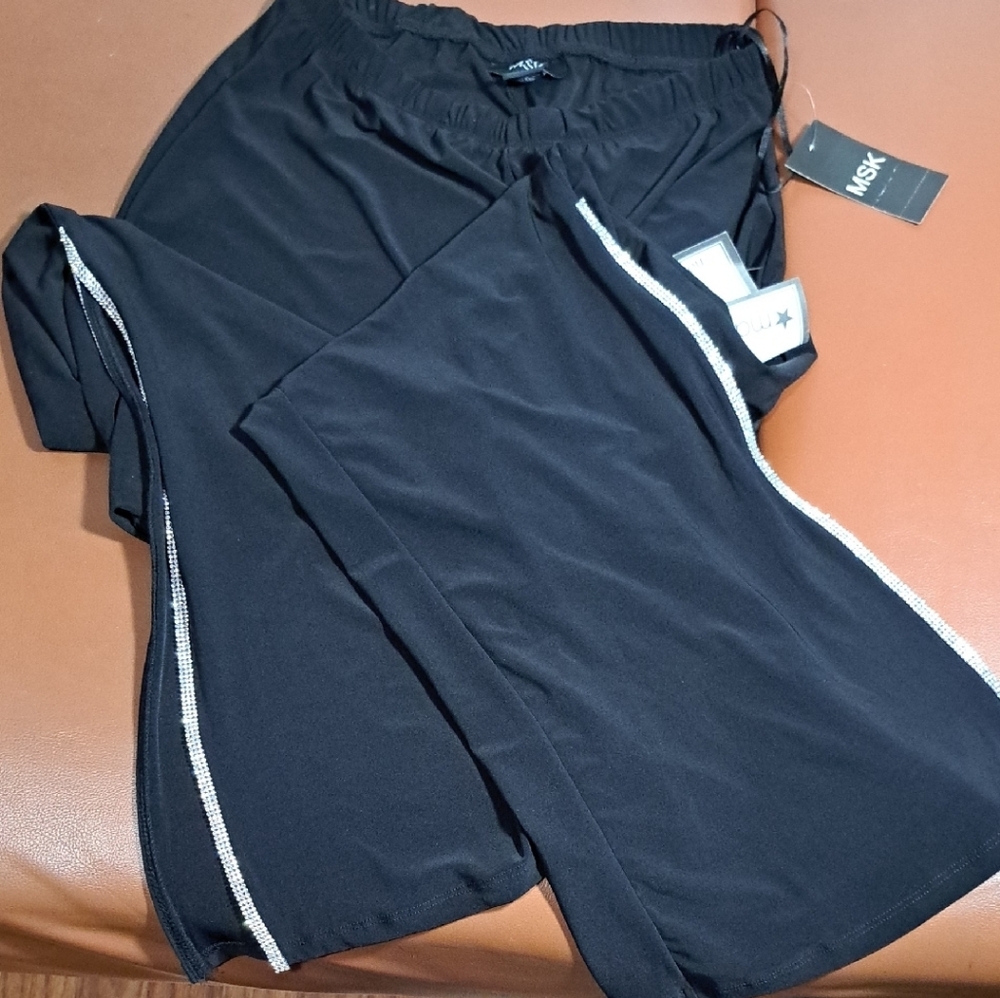 MSK Black and Silver Straight Leg Pants with Elegant Design